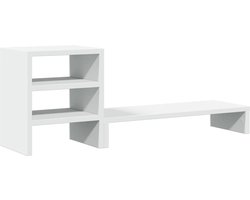 vidaXL - Monitorstandaard - met - bureau-organizer - bewerkt - hout - wit