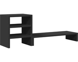 vidaXL - Monitorstandaard - met - bureau-organizer - bewerkt - hout - zwart