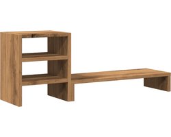 vidaXL - Monitorstandaard - met - bureau-organizer - hout - artisanaal - eiken