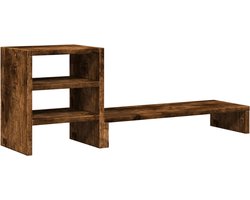vidaXL - Monitorstandaard - met - bureau-organizer - hout - gerookt - eikenkleurig