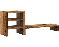 vidaXL - Monitorstandaard - met - bureau-organizer - hout - oud - houtkleurig