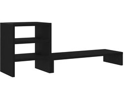 vidaXL - Monitorstandaard - met - bureau-organizer, - zwart - eikenhout