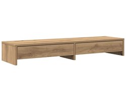 vidaXL - Monitorstandaard - met - lades - 100x27x15 - cm - hout - artisanaal - eiken