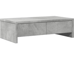 vidaXL - Monitorstandaard - met - lades - 50x27x15 - cm - bewerkt - hout - betongrijs