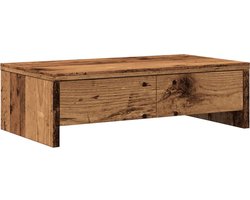 vidaXL - Monitorstandaard - met - lades - 50x27x15 - cm - bewerkt - hout - oud - hout