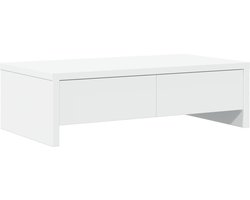 vidaXL - Monitorstandaard - met - lades - 50x27x15 - cm - bewerkt - hout - wit