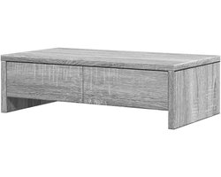 vidaXL Monitorstandaard met lades 50x27x15 cm hout grijs sonoma eiken, monitorverhoger, monitor standaard, bureau organiser, bureauorganiser
