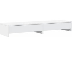 vidaXL - Monitorstandaard - met - lades - wit - 100x27x15 - cm - bewerkt - hout