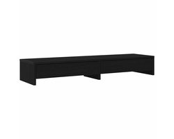 vidaXL - Monitorstandaard - met - lades, - zwart - eiken, - 100 - x - 27 - x - 15 - cm, - bewerkt - hout
