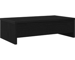 vidaXL - Monitorstandaard - met - lades, - zwart - eiken, - 50x27x15 - cm, - bewerkt - hout