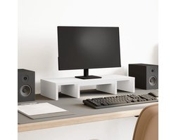 vidaXL - Monitorstandaard - verstelbaar - 60x24x10,5 - cm - bewerkt - hout - wit