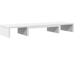 vidaXL - Monitorstandaard - verstelbaar - 80x24x10,5 - cm - bewerkt - hout - wit