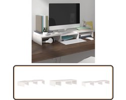 vidaXL Monitorstandaard - Wit - Grenenhout - Verstelbaar Monitorstandaard - Monitor Stand - Laptop Stand - Computer Accessoires - Bureaustyle