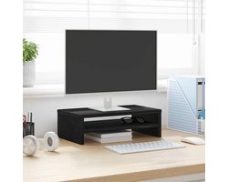 vidaXL - Monitorstandaard - Zwart - Eiken - 42x24x13 - cm - Bewerkt - Hout