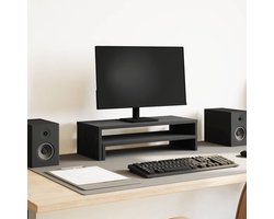 vidaXL - Monitorstandaard - Zwart - Eiken - 54x22x15 - cm - Bewerkt - Hout
