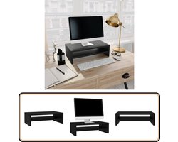 vidaXL Monitorstandaard zwart - praktisch en stijlvol Monitorstandaard - Computerstandaard - Laptopstandaard - Bureauspiegel - Houten Stand
