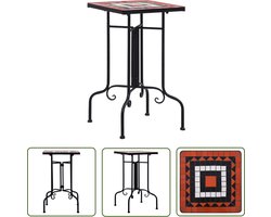 vidaXL Mozaiekt Tafel - Tuinmeubilair - Bijzettafel mozaïek keramiek terracottakleurig en wit - Bijzet Tafeltje - Terras Tafel - Balkon Tafel