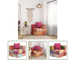 vidaXL Multifunctioneel Meubel - Poef - Poef modulair met kussen patchwork stof - Patchwork - Loungehoek - Salontafel