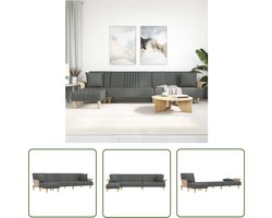 vidaXL Multifunctionele Bank - Slaapbank - Slaapbank L-vormig 279x140x70 cm stof donkergrijs - Hoekbank - Donkere Grijze Bank - Lounge Bank