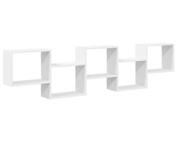 vidaXL Muur Kubus Plank - Muur Kubus Planken - Zwevende Kubus Plank - Kubus Muur Boekenplank - Wandschap kubus 5 vakken bewerkt hout wit