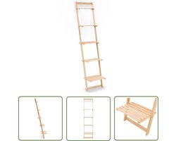 vidaXL Muurplank - Plantenrek - Wandrek ladder 41,5x30x176 cm cederhout - Ladderrek - Woonaccessoires - Binnendecoratie