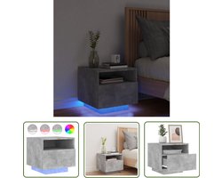 vidaXL Nachtkast - Nacht Kastje - Nachtkastje met LED-verlichting 40x39x37 cm betongrijs - Led Lamp - Slaap Kamer - Beton Grijs
