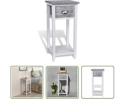 vidaXL Nachtkast - Nachtkastje - Nachtkastje met 1 lade grijs en wit - Sidetable - Salontafel - Leeslamp Tafel