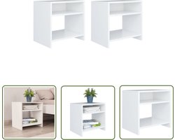 vidaXL Nachtkasten - Nachtkastje - Nachtkastjes 2 st 40x30x40 cm bewerkt hout wit - Meubilair - Houten Meubels - Kamerinrichting