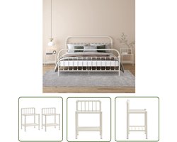 vidaXL Nachtkasten - Nachtkastje - Nachtkastjes 2 st metaal en glas wit en transparant - Sidetable - Salontafel - Leeslamp Tafel