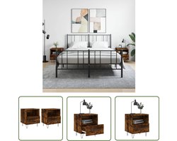 vidaXL Nachtkasten - Nachtkastjes - Nachtkastjes 2 st 40x35x47,5 cm bewerkt hout gerookt eikenkleur - Slaapkamers - Moderner Design - Bruine Kleur
