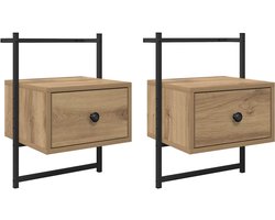 vidaXL - Nachtkastje - 2 - pcs - Artisan - Eiken - 35 - x - 30 - x - 51 - cm - Bewerkt - hout
