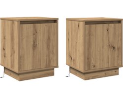 vidaXL - Nachtkastje - 2 - pcs - Artisan - Eiken - 39 - x - 34,5 - x - 50 - cm - Bewerkt - hout