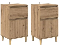 vidaXL - Nachtkastje - 2 - pcs - Artisan - Eiken - 40 - x - 35 - x - 70 - cm - Bewerkt - hout