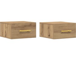 vidaXL - Nachtkastje - 2 - pcs - artisanaal - eikenkleurig - 35 - x - 35 - x - 20 - cm