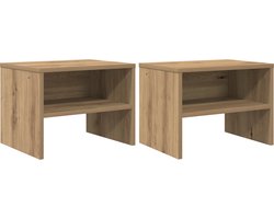vidaXL - Nachtkastje - 2 - pcs - artisanaal - eikenkleurig - 40 - x - 40 - x - 30 - cm