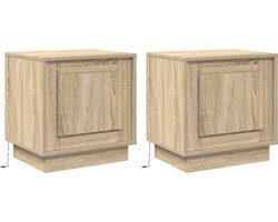vidaXL - Nachtkastje - 2 - pcs - Sonoma - Eik - 44 - x - 34,5 - x - 45 - cm - Bewerkt - hout