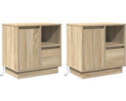 vidaXL - Nachtkastje - 2 - pcs - Sonoma - Eik - 50 - x - 34,5 - x - 50 - cm. - Bewerkt - hout