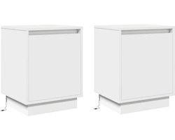 vidaXL - Nachtkastje - 2 - pcs - Wit - 39 - x - 34,5 - x - 50 - cm - Bewerkt - hout