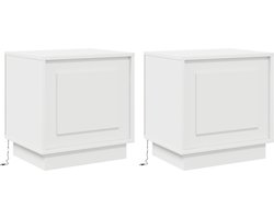 vidaXL - Nachtkastje - 2 - pcs - Wit - 44 - x - 34,5 - x - 45 - cm - Bewerkt - hout