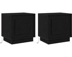 vidaXL - Nachtkastje - 2 - pcs - Zwart - 44 - x - 34,5 - x - 45 - cm - Bewerkt - hout