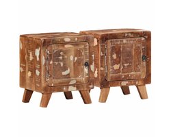 vidaXL - Nachtkastje - 2 - st - 40x32x46 - cm - massief - gerecycled - hout