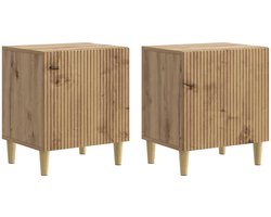 vidaXL - Nachtkastje - 2 - st - Artisanaal - eiken - 43 - x - 34,5 - x - 50 - cm