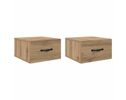 vidaXL - Nachtkastje - 2 - st - artisanaal - eikenkleurig - 35 - x - 35 - x - 20 - cm