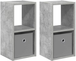 vidaXL - Nachtkastje - 2 - st - Beton - Grijs - 25,5 - x - 22 - x - 49,5 - cm - Bewerkt - hout