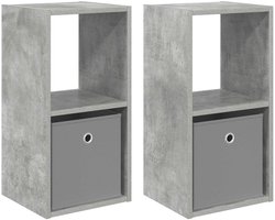 vidaXL - Nachtkastje - 2 - st - Beton - Grijs - 30,5 - x - 27 - x - 59,5 - cm - Bewerkt - hout