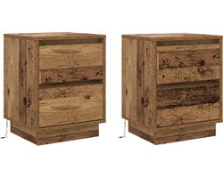 vidaXL - Nachtkastje - 2 - st - Oudhout - 39 - x - 34,5 - x - 50 - cm - Bewerkt - hout
