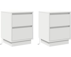 vidaXL - Nachtkastje - 2 - st - Wit - 39 - x - 34,5 - x - 50 - cm - Bewerkt - hout