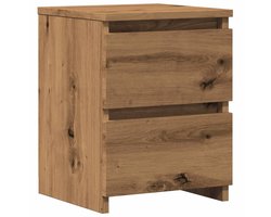 vidaXL - Nachtkastje - 30x30x40 - cm - bewerkt - hout - artisanaal - eikenkleurig