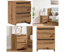 vidaXL Nachtkastje 30x30x40 cm bewerkt hout artisanaal eikenkleurig - Nachtkastje - Nachtkastjes - Kast - Nacht Kastje