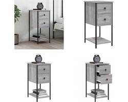 vidaXL - Nachtkastje - 32x42x70 - cm - bewerkt - hout - grijs - sonoma - eikenkleurig